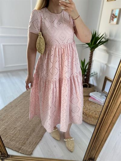 Toz Pembe İçi Astarlı Elbise