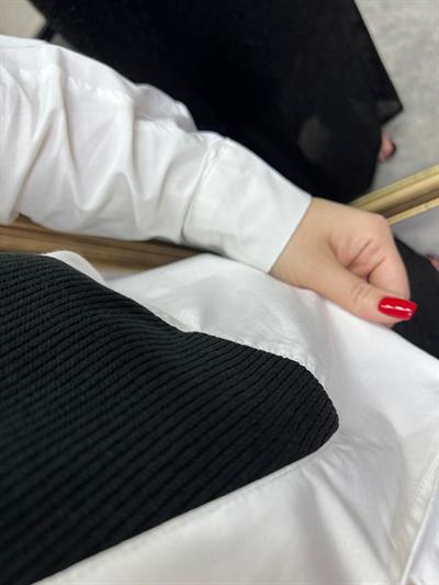 Triko Detaylı Pamuk Poplin Gömlek