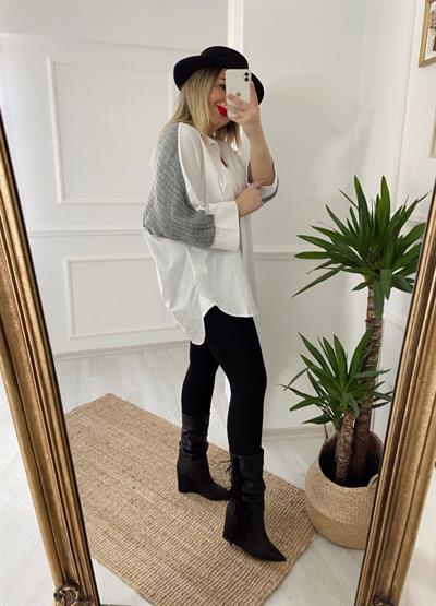 Triko Detaylı Tasarım Gömlek