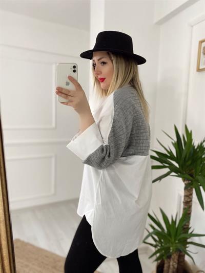 Triko Detaylı Tasarım Gömlek