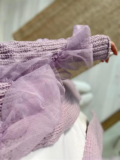 Tül Detay Hırka Lila