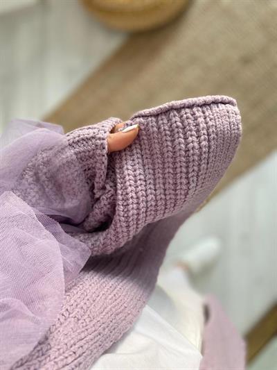 Tül Detay Hırka Lila