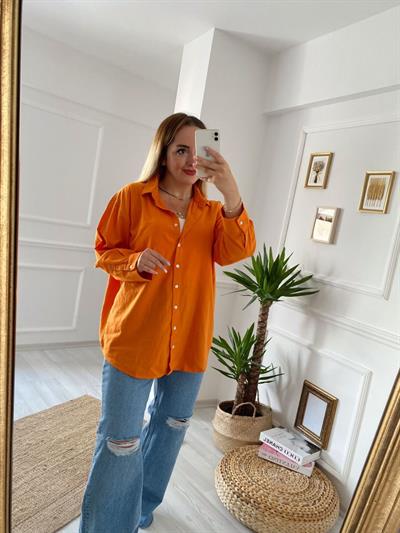 Turuncu Bf Keten Gömlek