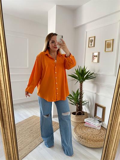 Turuncu Bf Keten Gömlek