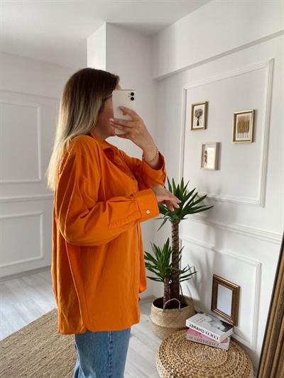 Turuncu Bf Keten Gömlek