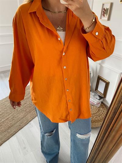 Turuncu Bf Keten Gömlek