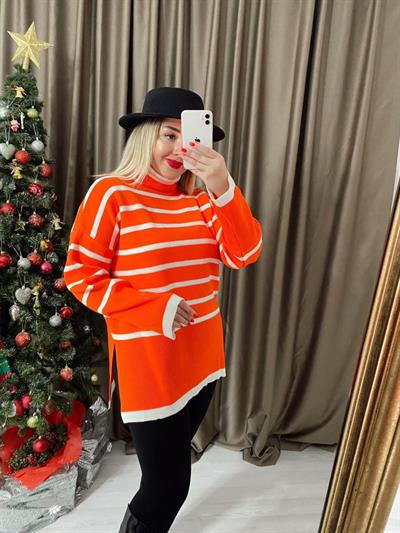 Turuncu Çizgili Triko