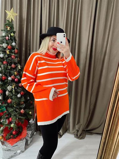 Turuncu Çizgili Triko