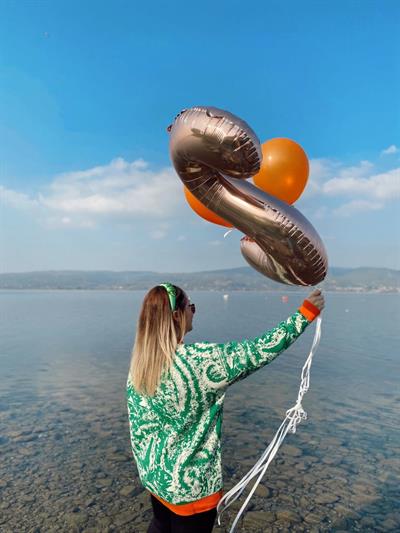 Turuncu - Yeşil Renkli Hırka