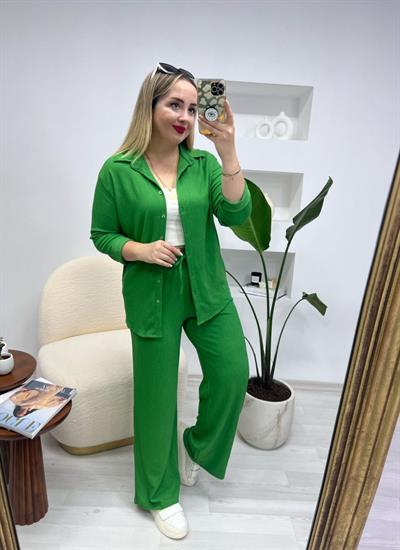 Üçlü Croplu Rahat Takım Yeşil