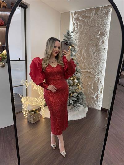 Valentina Payet Tasarım Elbise Kırmızı