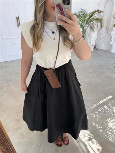 Vatkalı Orj Marka Bel Detaylı Elbise Siyah