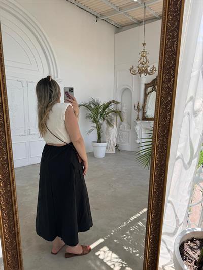 Vatkalı Orj Marka Bel Detaylı Elbise Siyah