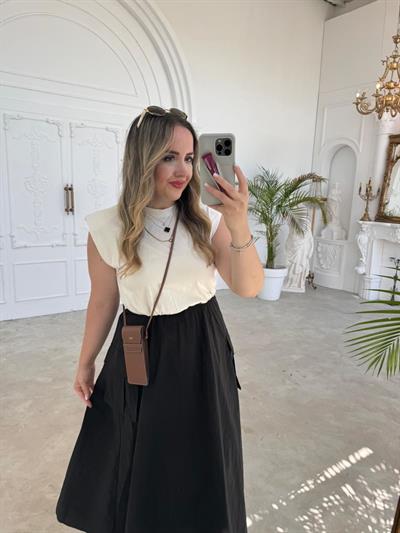 Vatkalı Orj Marka Bel Detaylı Elbise Siyah