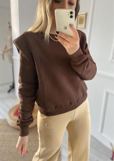Vatkalı Sweat Acı Kahve Renk