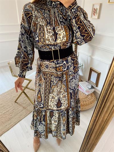 Vintage Desenli Elbise