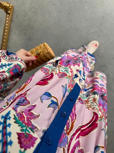 Viola Lila Desenli Elbise