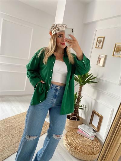 Yeşil Bf Keten Gömlek