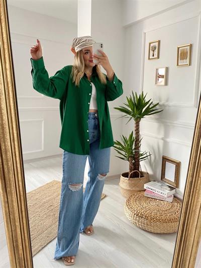 Yeşil Bf Keten Gömlek