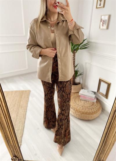 Yılan Desen Beli Lastıklı Pantolon