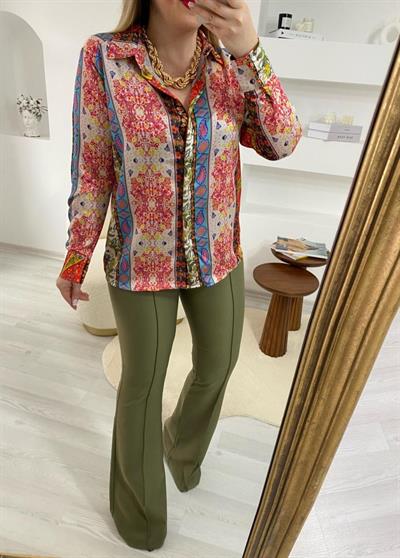 Yüksek Bel Kumaş Pantolon Haki