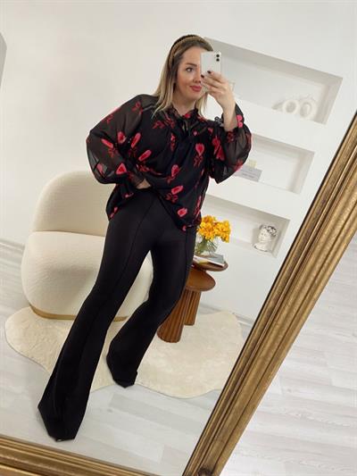 Yüksek Bel Kumaş Pantolon Siyah