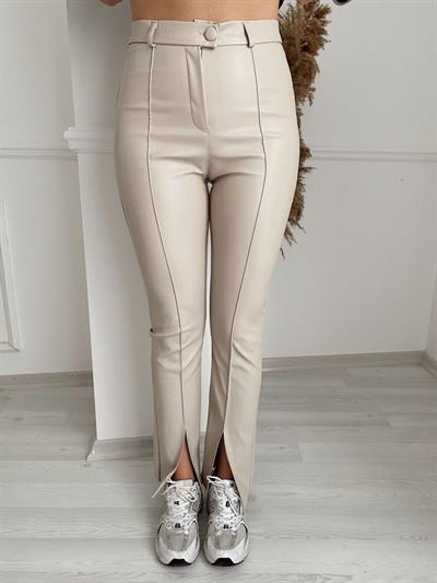 Orj Marka Deri Tayt /Pantolon Ekru