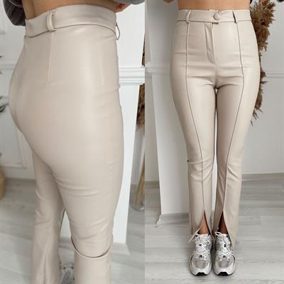 Orj Marka Deri Tayt /Pantolon Ekru