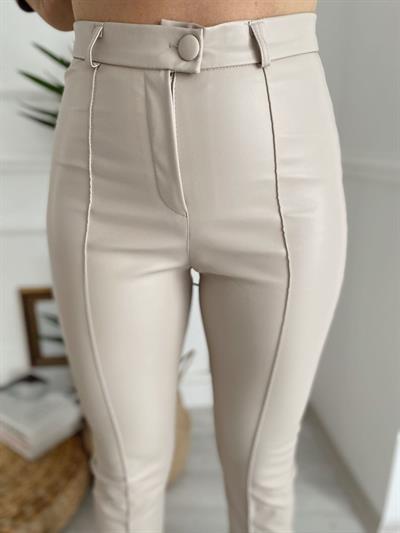 Orj Marka Deri Tayt /Pantolon Ekru