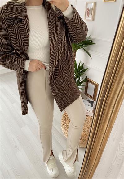 Orj Marka Deri Tayt /Pantolon Ekru