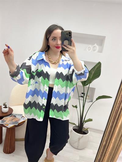 Zigzag Tensel Keten Gömlek Renkli