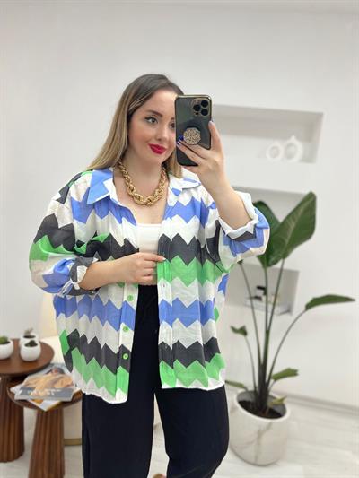 Zigzag Tensel Keten Gömlek Renkli