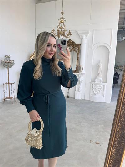 Zümrüt Koyu Yeşil Orj Marka Balıkcı Yaka Elbise