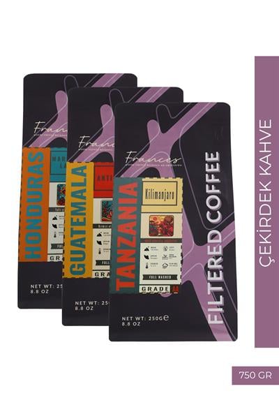%100 Arabica | Filtre Serisi Çekirdek Kahve Seti – 3x250g | Honduras, Guatemala ve Tanzania
