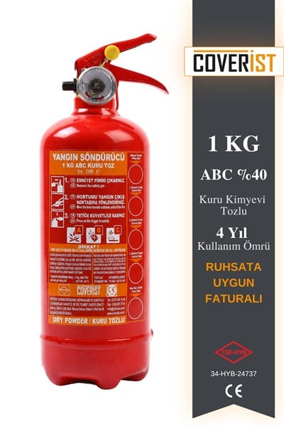 1 KG Yangın Söndürme Tüpü Kuru Kimyevi Tozlu Faturalı Yeni Üretim - Coverist