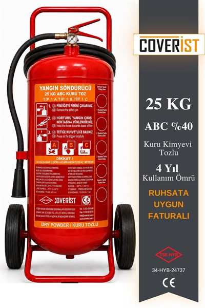 25 KG Kuru Kimyevi Tozlu Yangın Söndürme Tüpü Ruhsata Uygun Faturalı Yeni Üretim - Coverist