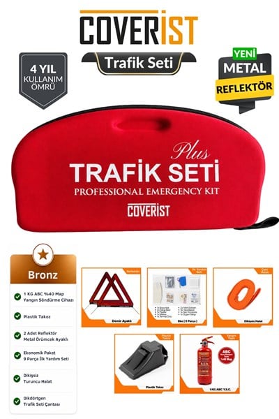 Eva Trafik Seti - 1 KG Yangın Tüpü - 4 Yıllık - Kırmızı - Bronz Paket