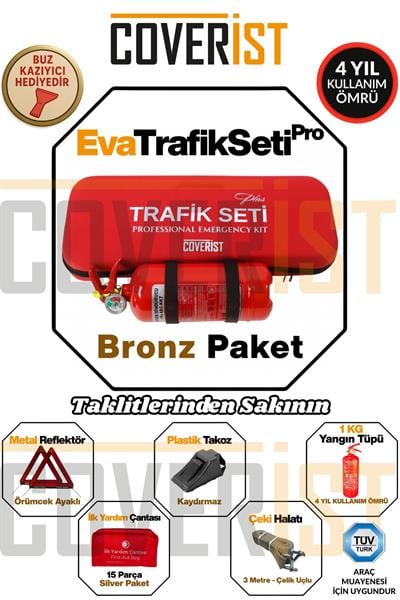 Eva Trafik Seti Plus - 1 KG Yangın Tüpü - 4 Yıllık - Kırmızı - Bronz Paket
