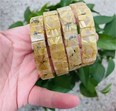 Altın Rutil Kuvars (Golden Healer) Doğaltaş Roleks ( Rolex ) Özel Kesim Bileklik  