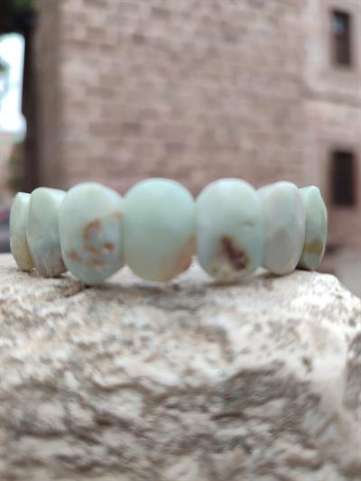 Amazonit Doğaltaş Roleks ( Rolex ) Özel Kesim Bileklik ( 5 Adet Yılancık Taşı Hediyeli )