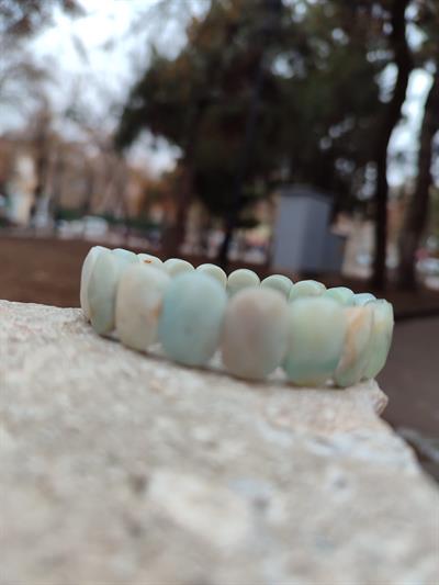 Amazonit Doğaltaş Roleks ( Rolex ) Özel Kesim Bileklik ( 5 Adet Yılancık Taşı Hediyeli )