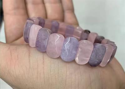 Ametist Pembe Kuvars Doğaltaş Roleks ( Rolex ) Özel Kesim Bileklik 