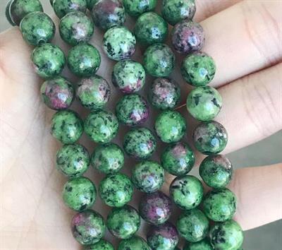 Anyolit ( Ruby Zoisite ) Doğal Taş Dizi 8 mm Küre Kesim  