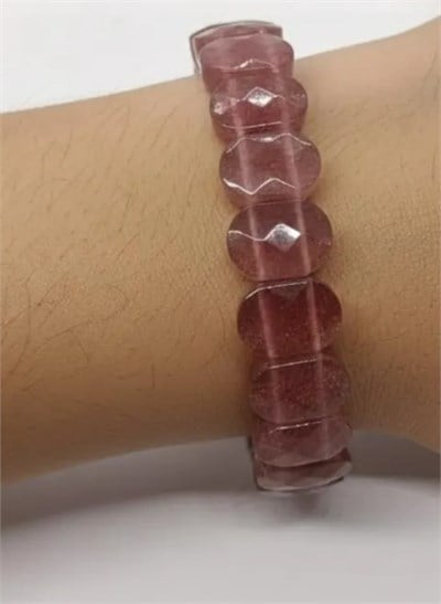 Çilek Kuvars Doğaltaş Roleks ( Rolex ) Özel Kesim Bileklik 