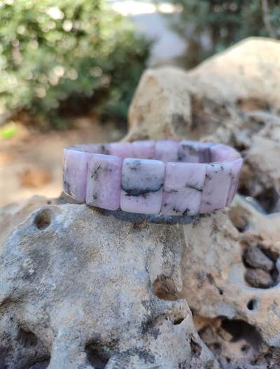 Kunzit Doğaltaş Roleks ( Rolex ) Özel Kesim Bileklik 