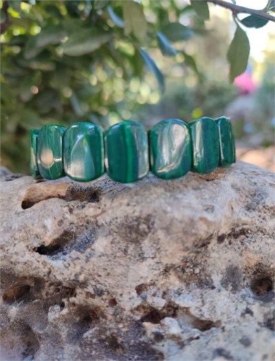 Malahit (Malakit) Taşı Roleks ( Rolex ) Özel Kesim Bileklik  