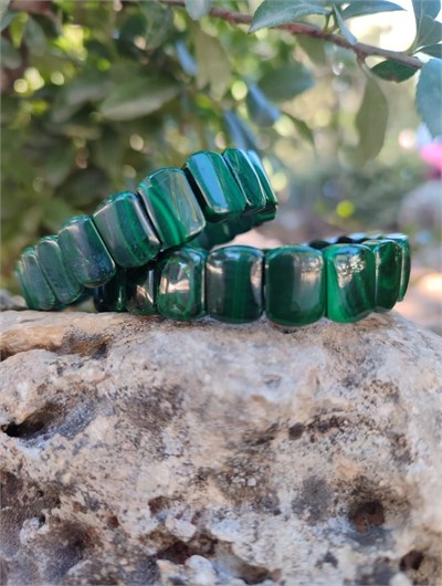 Malahit (Malakit) Taşı Roleks ( Rolex ) Özel Kesim Bileklik  