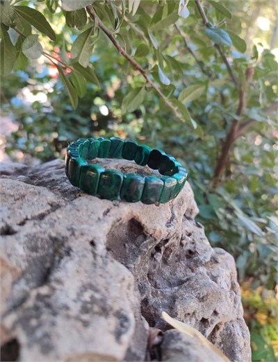 Malahit (Malakit) Taşı Roleks ( Rolex ) Özel Kesim Bileklik  