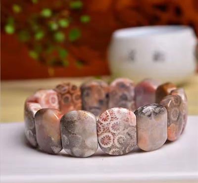 Mercan ( Fosil ) Doğaltaş Roleks ( Rolex ) Özel Kesim Bileklik  