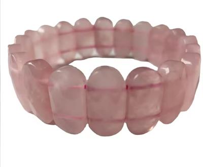 Pembe Kuvars Doğaltaş Roleks ( Rolex ) Özel Kesim Bileklik ( 5 Adet Yılancık Taşı Hediyeli )